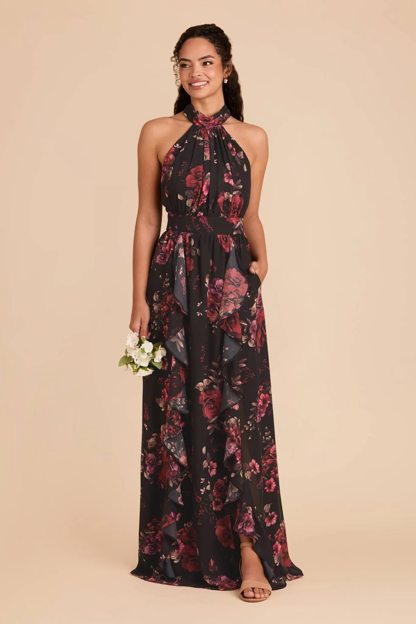 Joyce Chiffon Dress - Black Fleurs D'Amour sold by Birdy Grey product image thumbnail 2