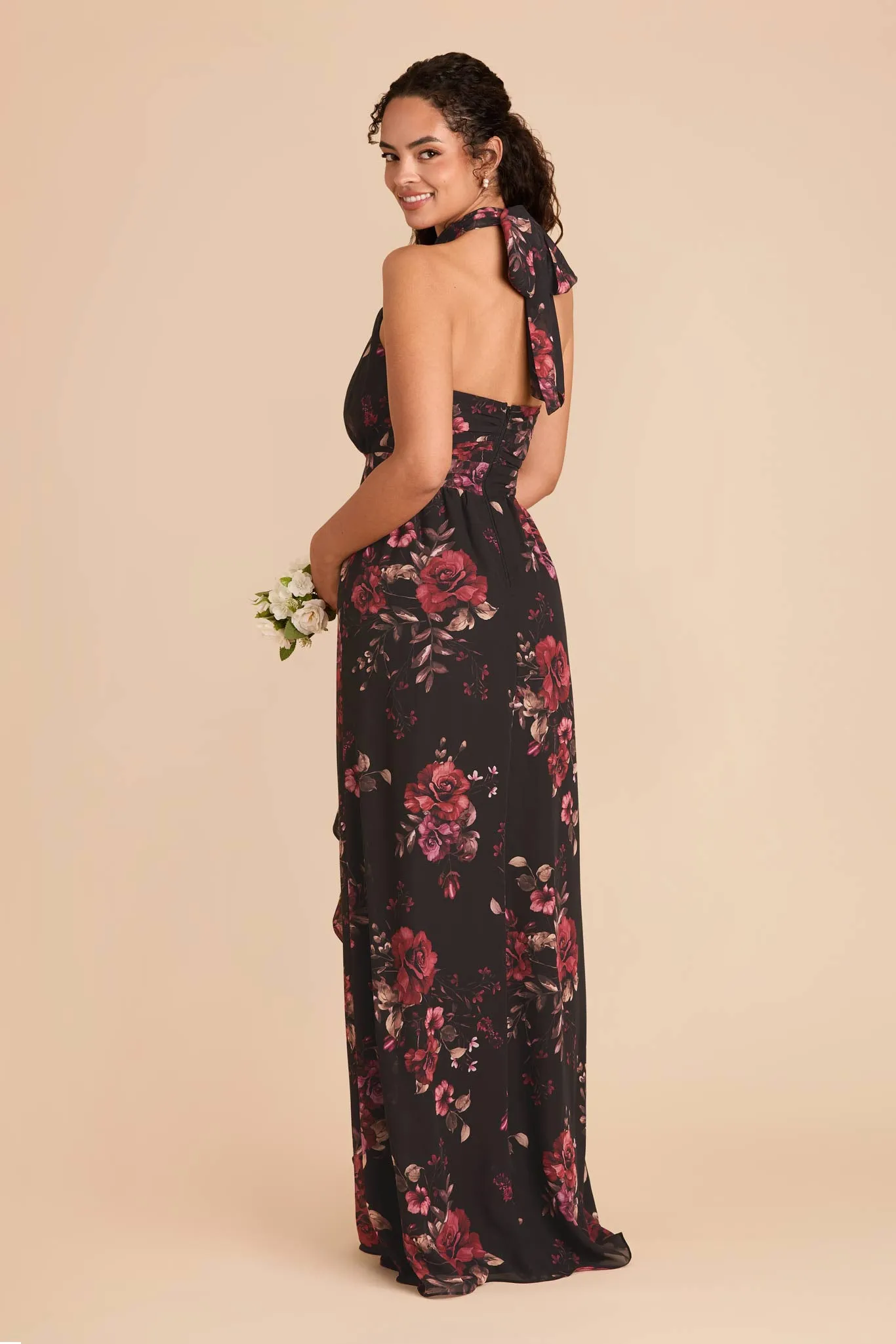 Joyce Chiffon Dress - Black Fleurs D'Amour sold by Birdy Grey product image thumbnail 4
