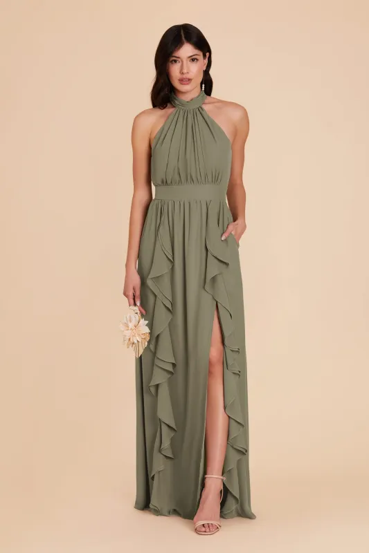 Joyce Chiffon Dress - Thyme sold by Birdy Grey