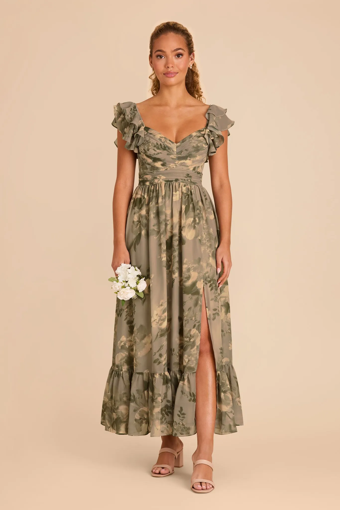 Michelle Chiffon Dress - Doe Painted Botanics sold by Birdy Grey