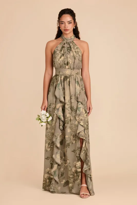 Joyce Chiffon Dress - Doe Painted Botanics sold by Birdy Grey