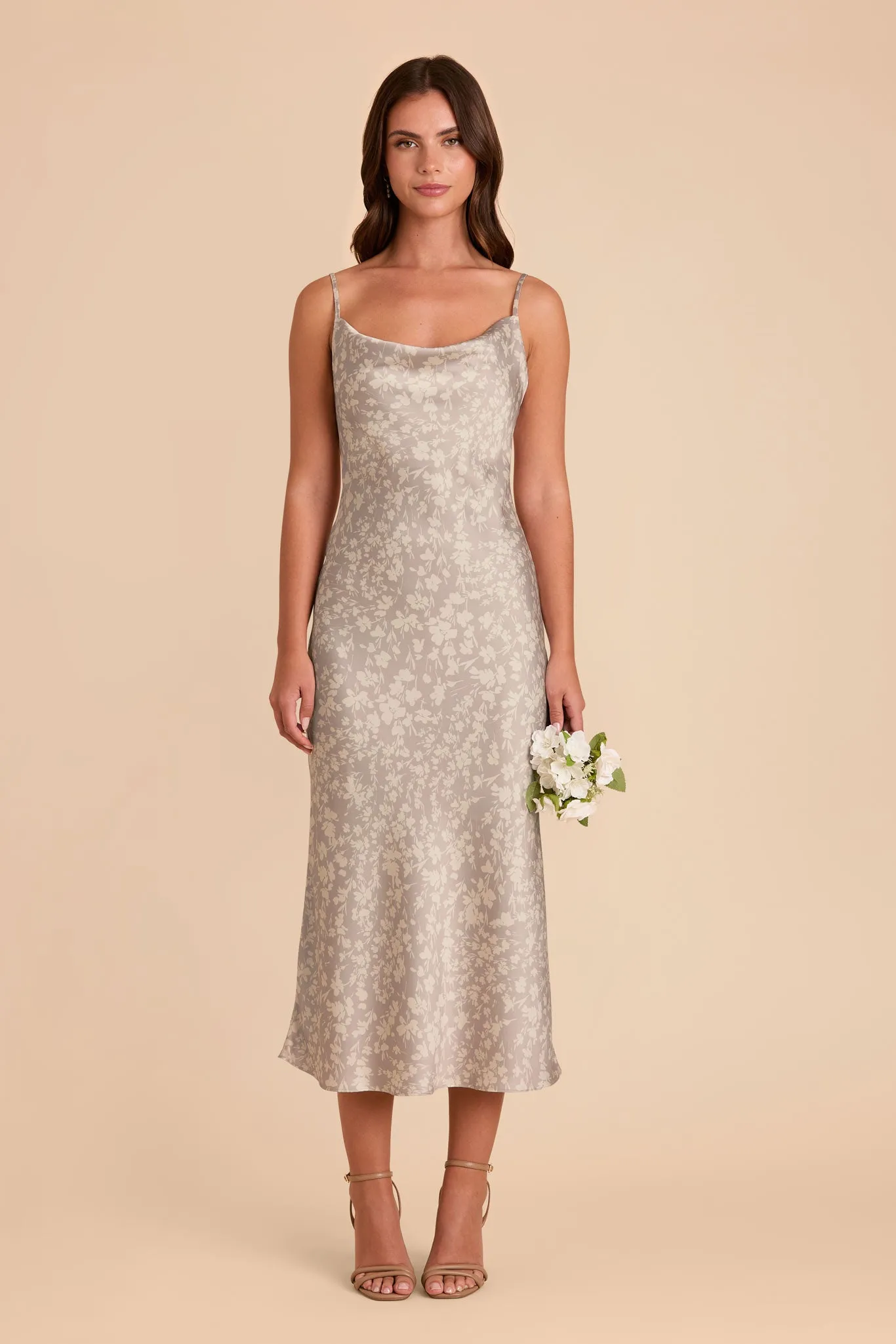 Lisa Matte Satin Midi Dress - Almond Dreamy Floral sold by Birdy Grey product image thumbnail 2