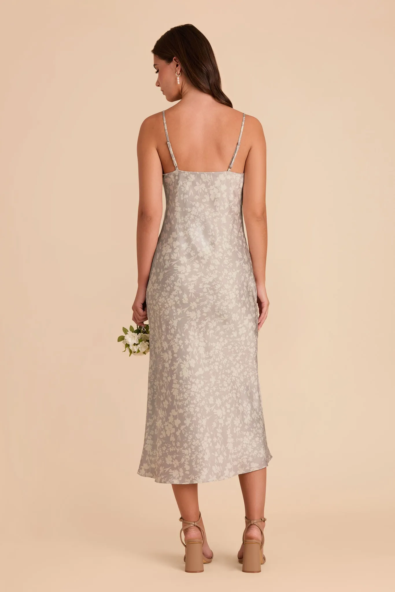 Lisa Matte Satin Midi Dress - Almond Dreamy Floral sold by Birdy Grey product image thumbnail 5