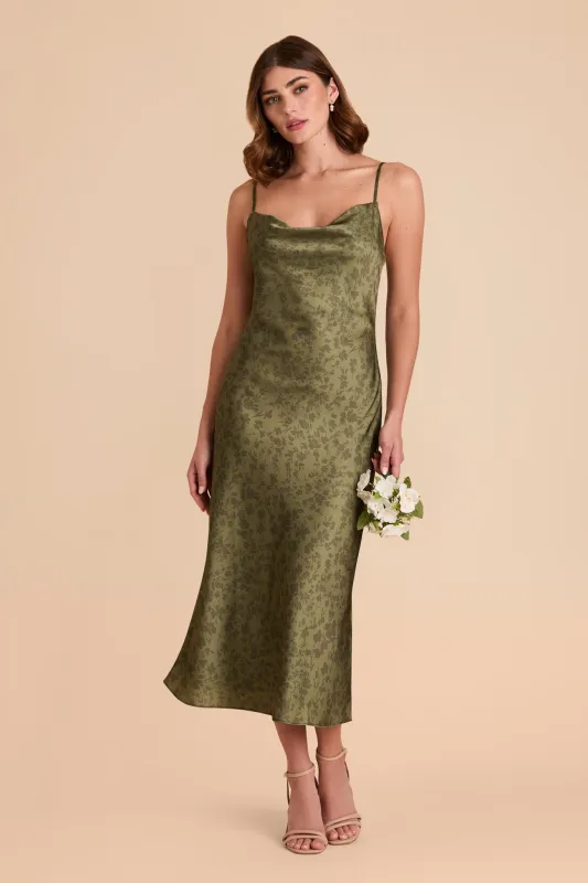 Lisa Matte Satin Midi Dress - Bright Martini Dreamy Floral sold by Birdy Grey