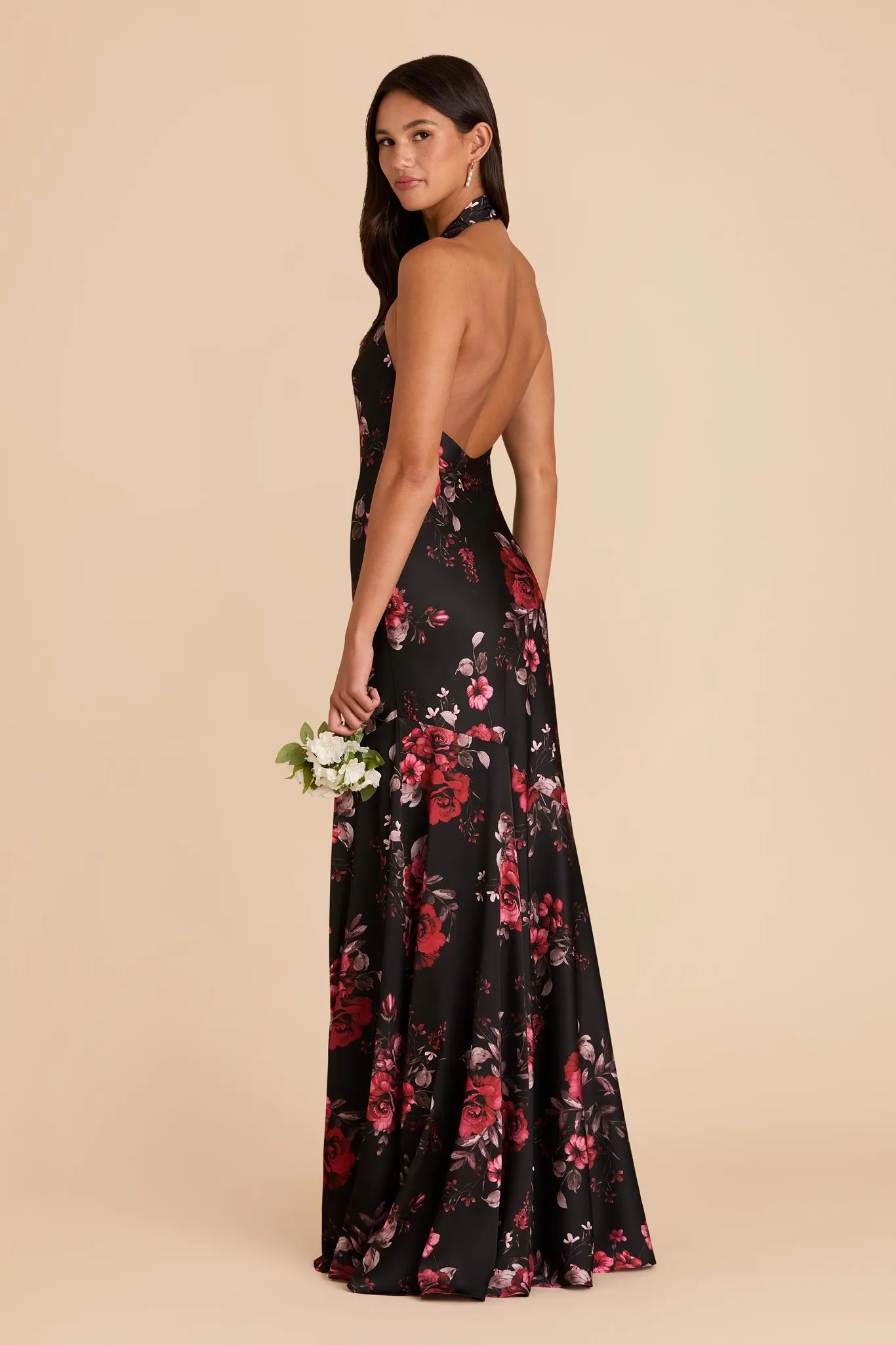 Stephanie Matte Satin Dress - Black Fleurs D'Amour sold by Birdy Grey product image thumbnail 4