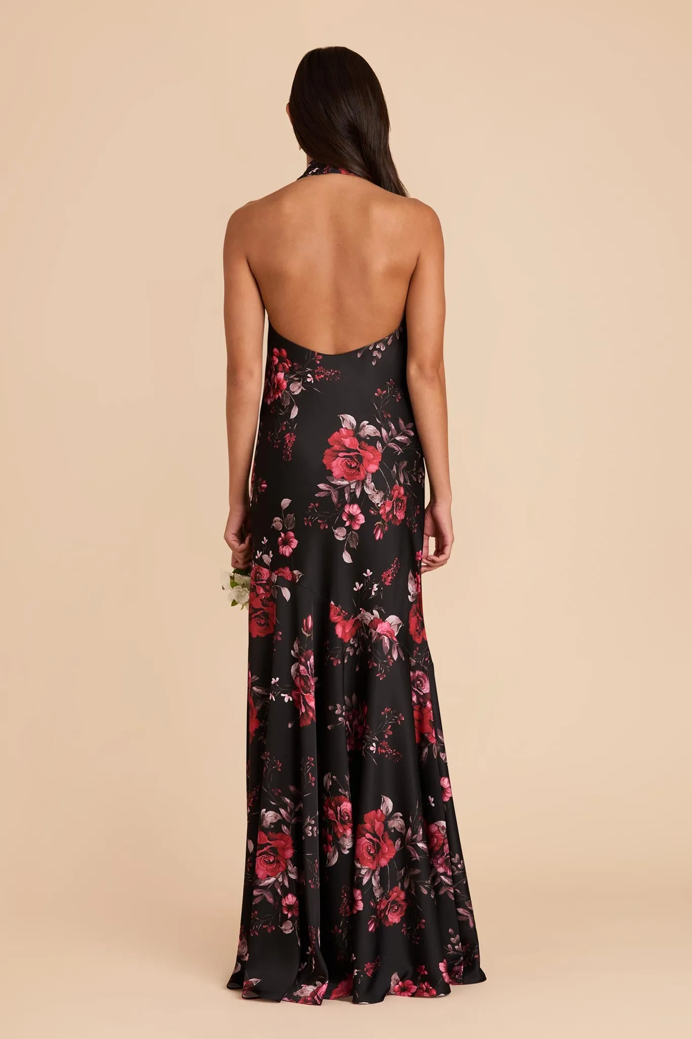 Stephanie Matte Satin Dress - Black Fleurs D'Amour sold by Birdy Grey product image thumbnail 5