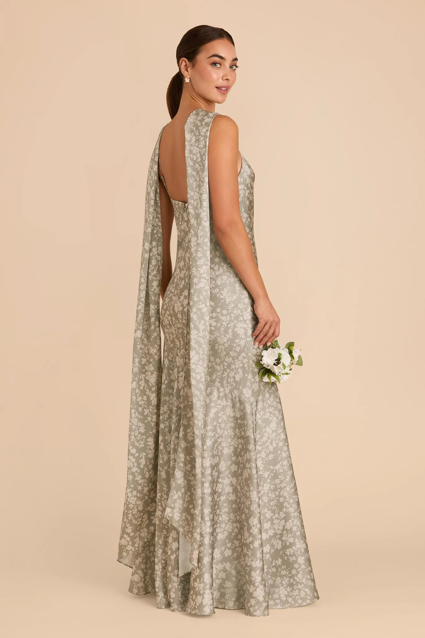 Eileen Matte Satin Dress - Moss Green Dreamy Floral sold by Birdy Grey product image thumbnail 4