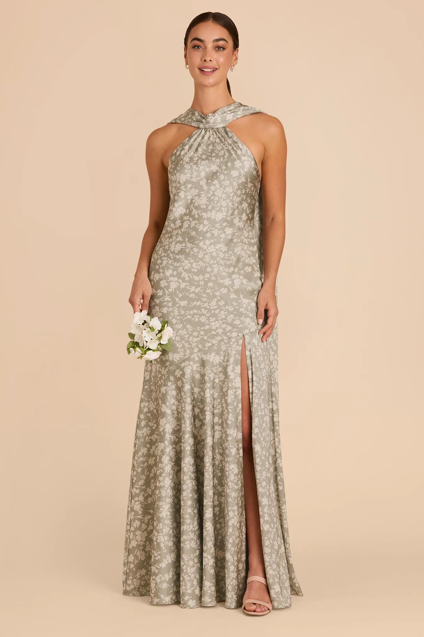 Eileen Matte Satin Dress - Moss Green Dreamy Floral sold by Birdy Grey product image thumbnail 3