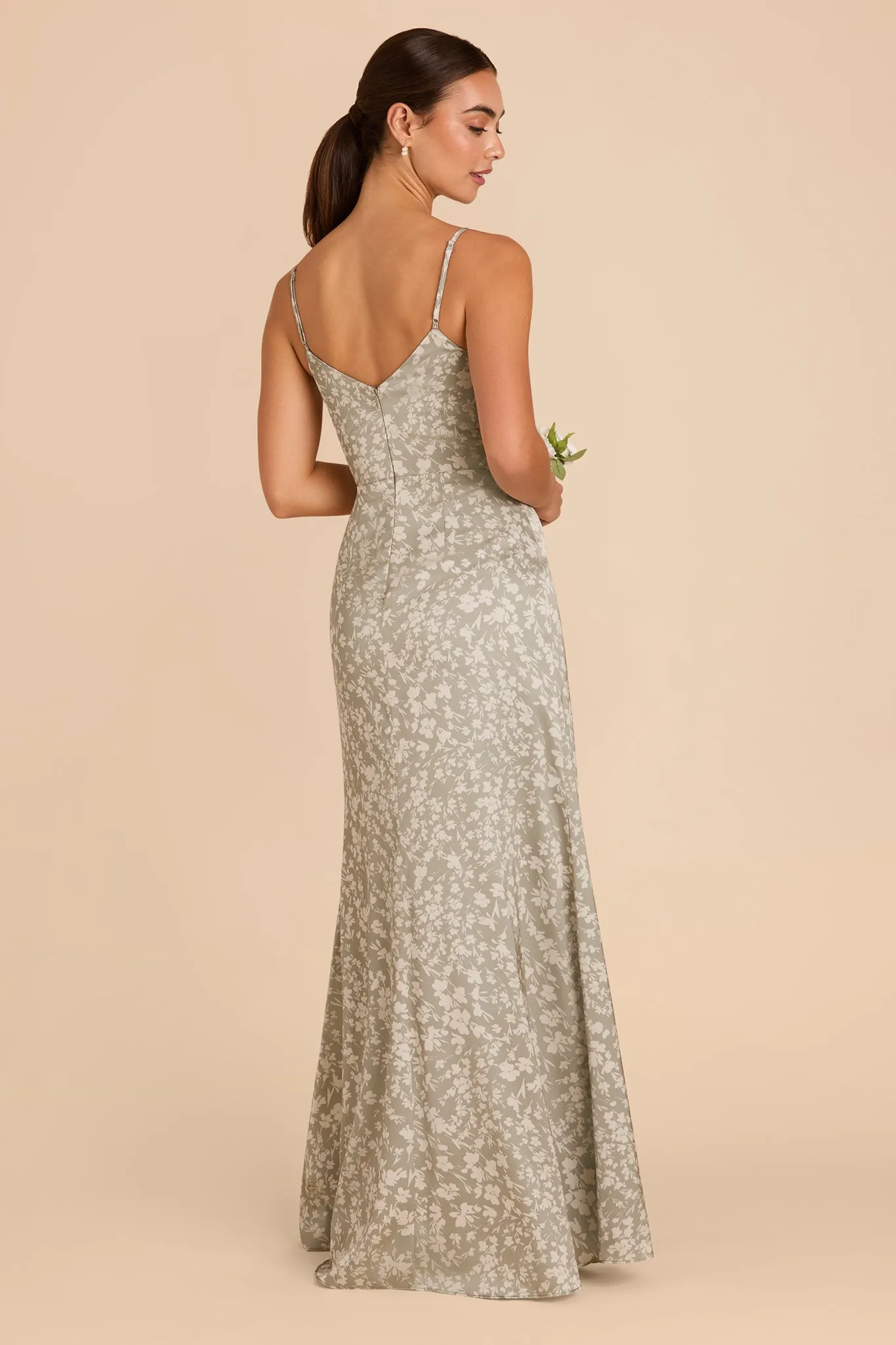 Catherine Matte Satin Dress - Moss Green Dreamy Floral sold by Birdy Grey product image thumbnail 3