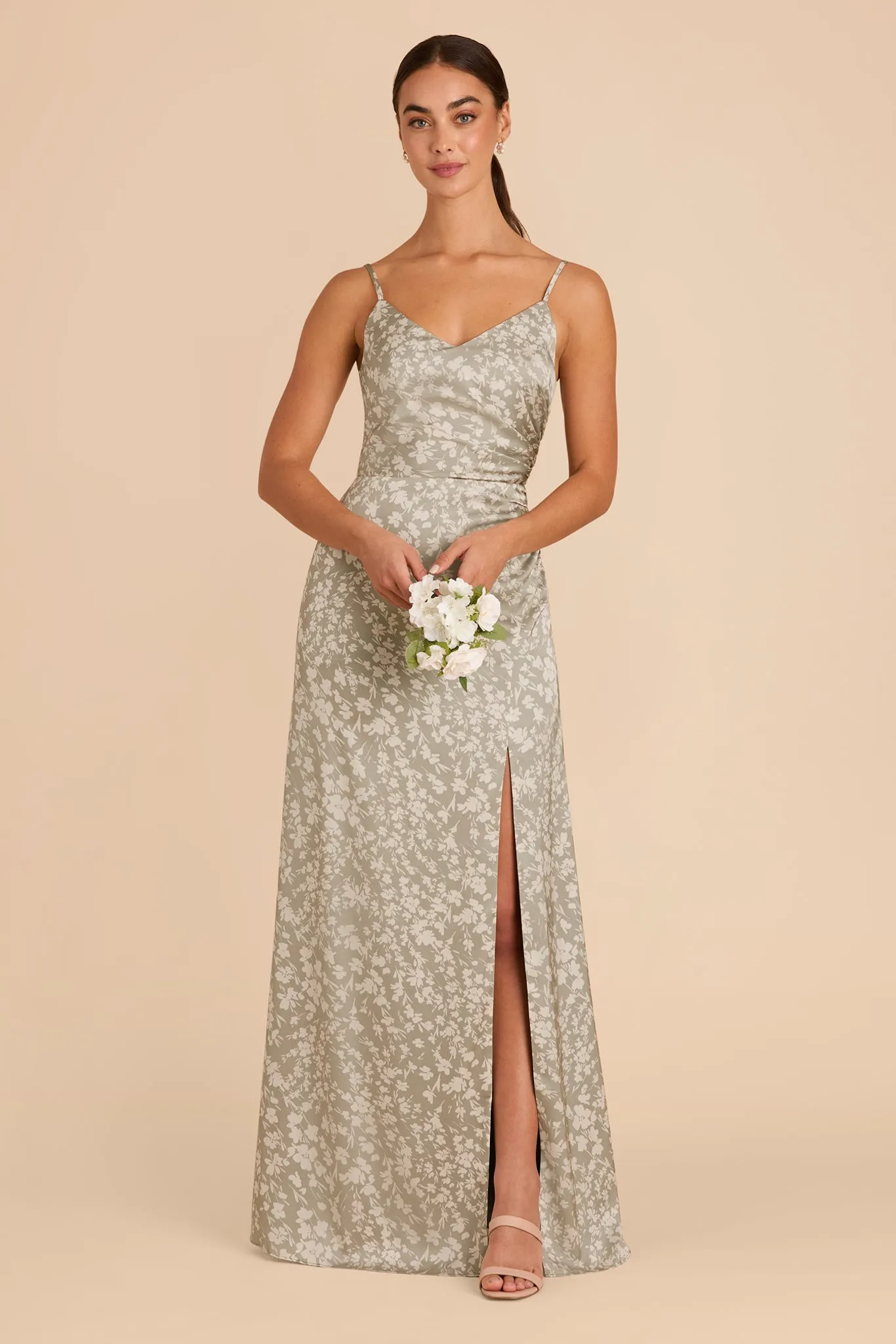 Catherine Matte Satin Dress - Moss Green Dreamy Floral sold by Birdy Grey product image thumbnail 2