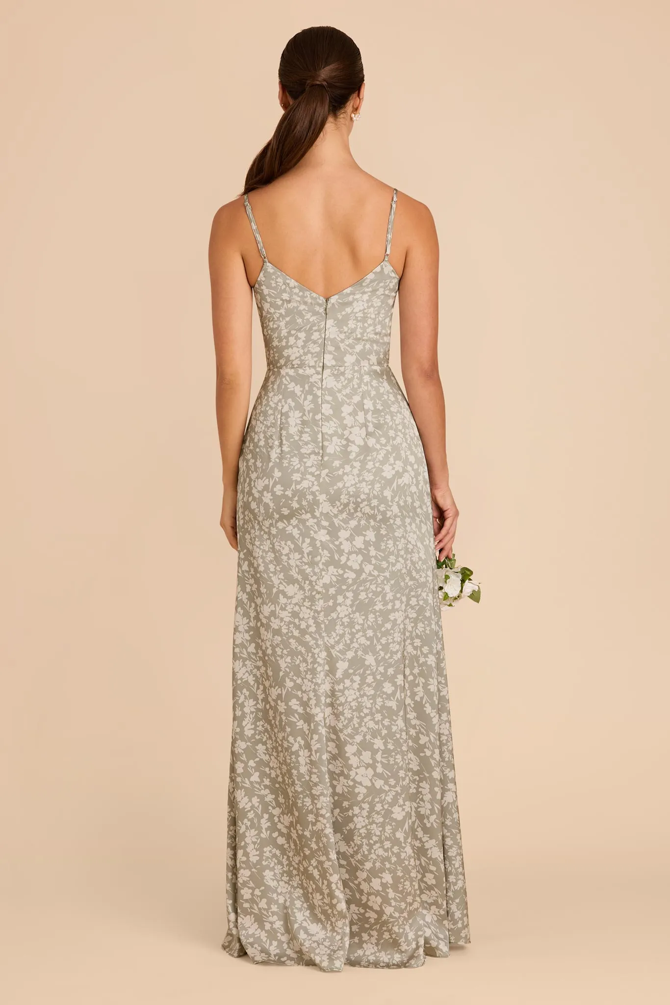 Catherine Matte Satin Dress - Moss Green Dreamy Floral sold by Birdy Grey product image thumbnail 4