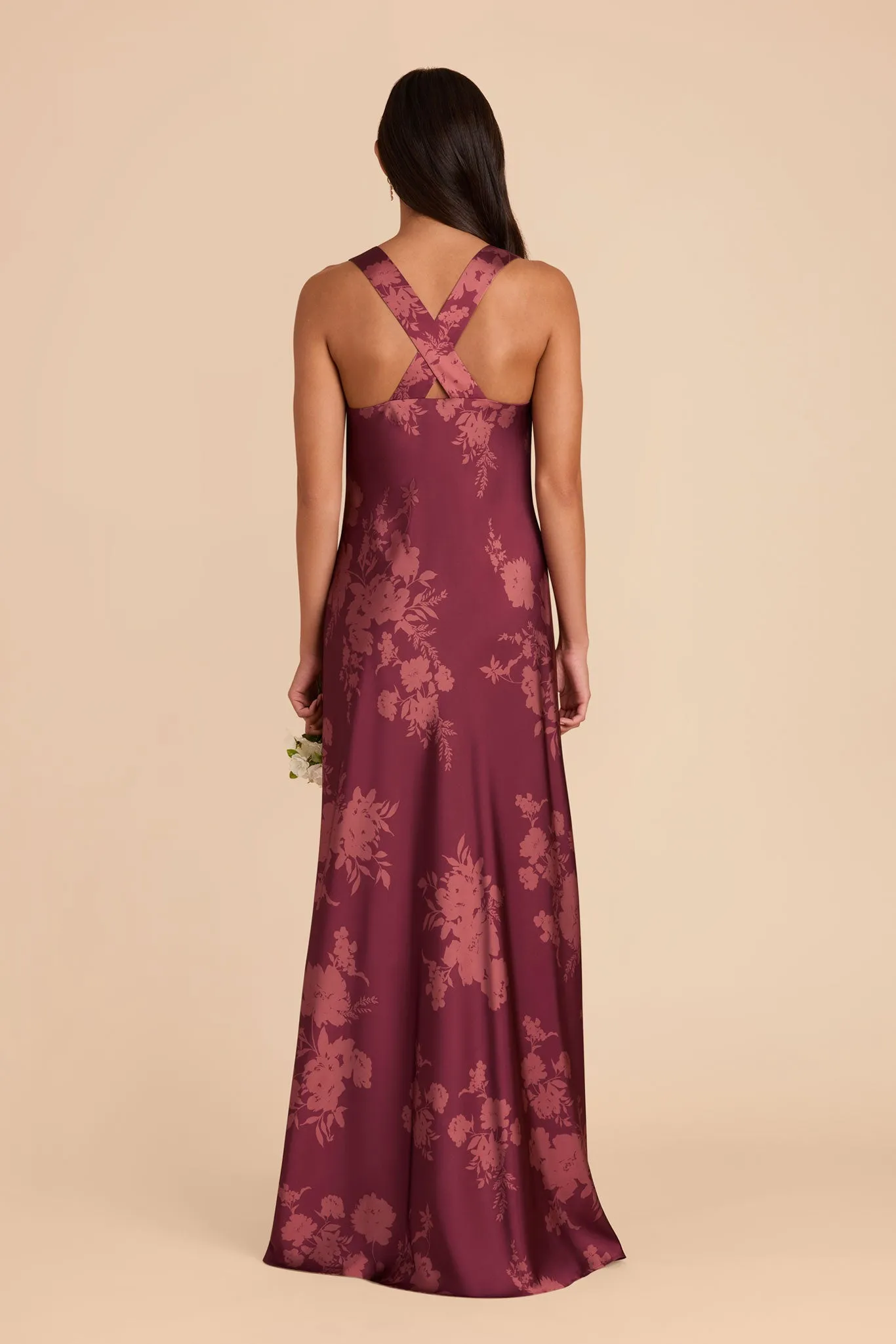 Veronica Matte Satin Dress - Sangria Whimsical Blooms sold by Birdy Grey product image thumbnail 4