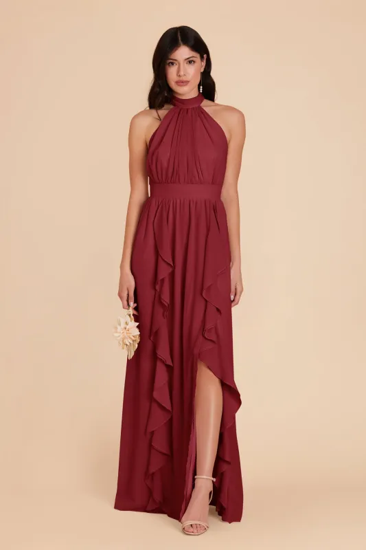 Joyce Chiffon Dress - Burgundy sold by Birdy Grey