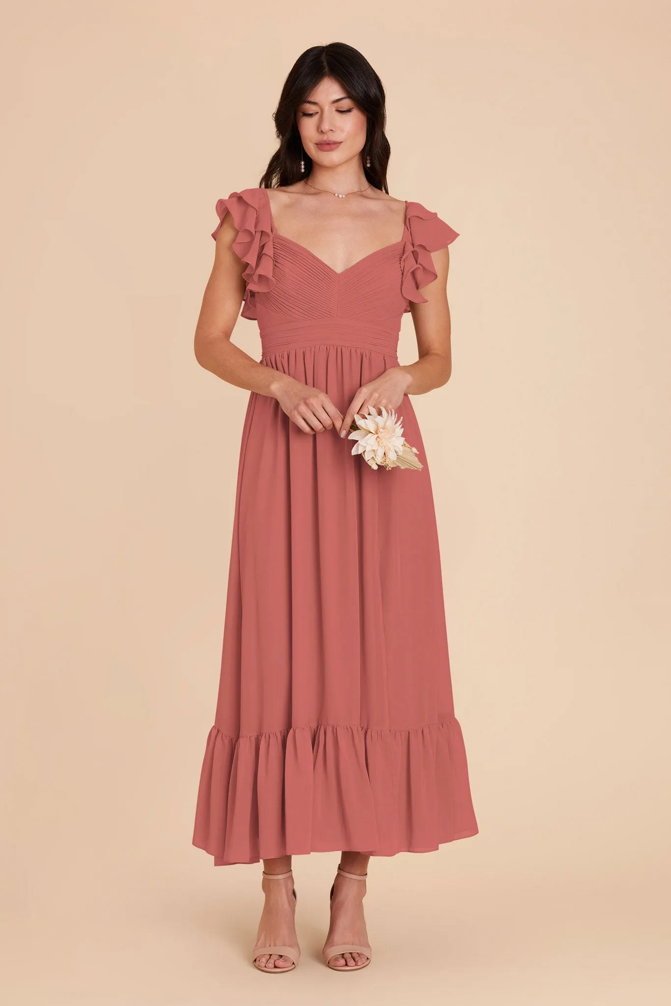 Michelle Chiffon Dress - Wild Rose sold by Birdy Grey