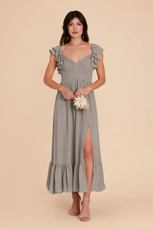 Michelle Chiffon Dress - Silver sold by Birdy Grey