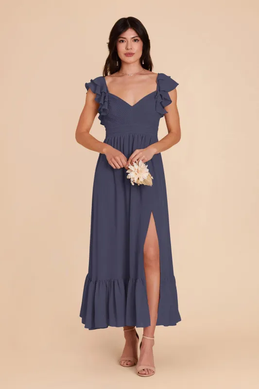 Michelle Chiffon Dress - Dusk Blue sold by Birdy Grey