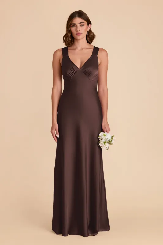 Veronica Matte Satin Dress - Espresso sold by Birdy Grey