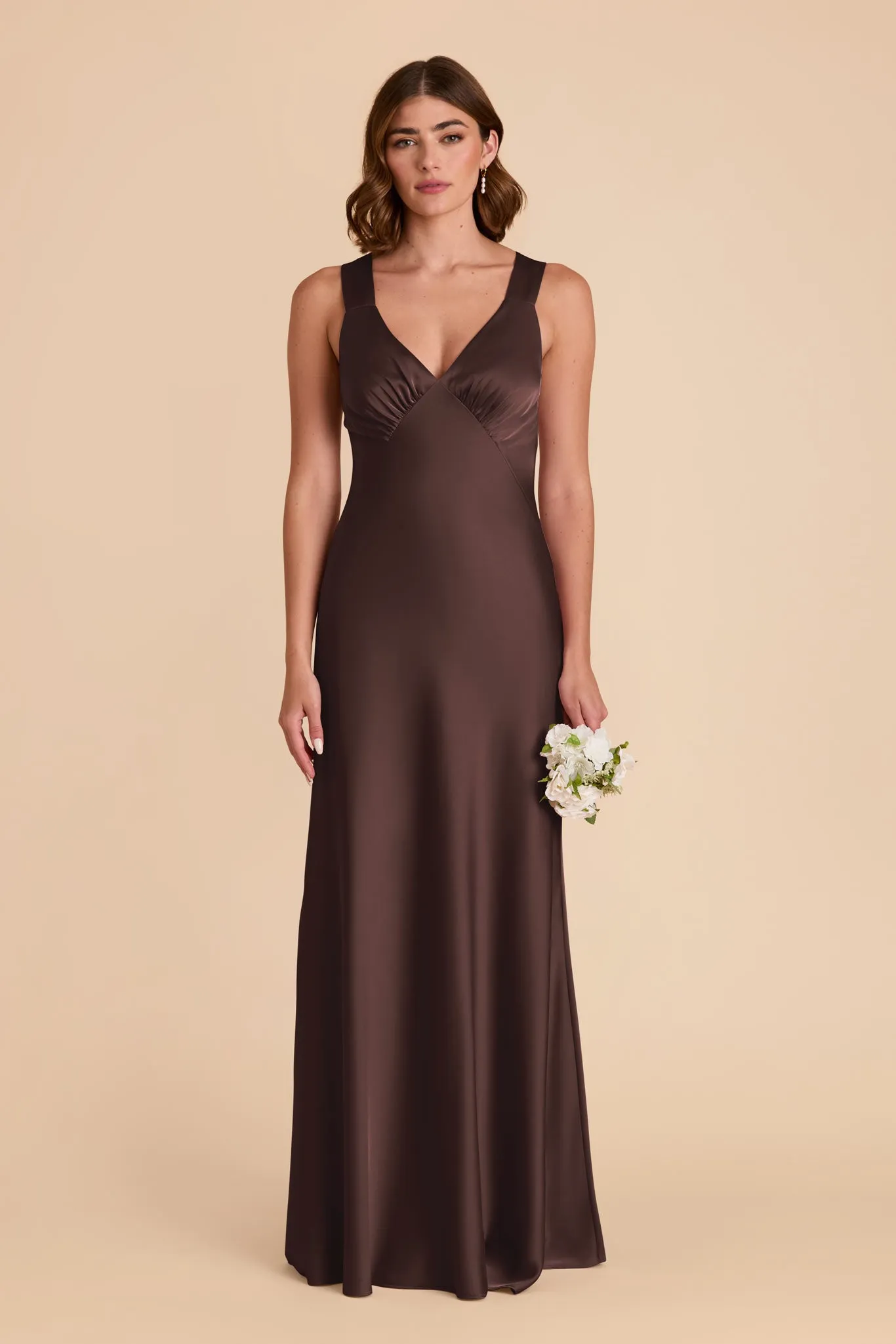 Veronica Matte Satin Dress - Espresso sold by Birdy Grey