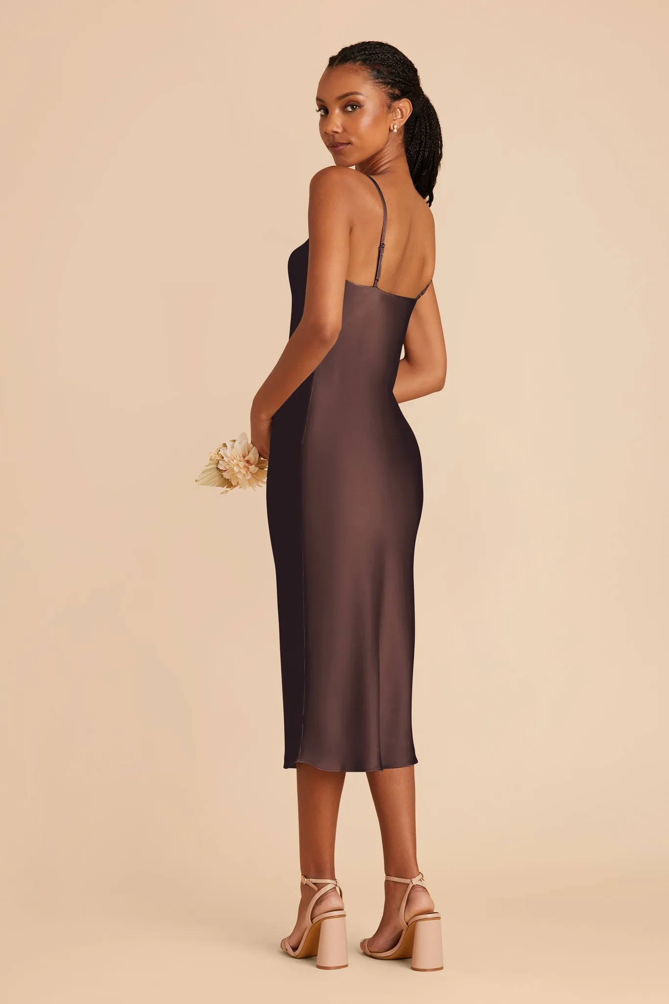 Lisa Matte Satin Midi Dress - Espresso sold by Birdy Grey product image thumbnail 5