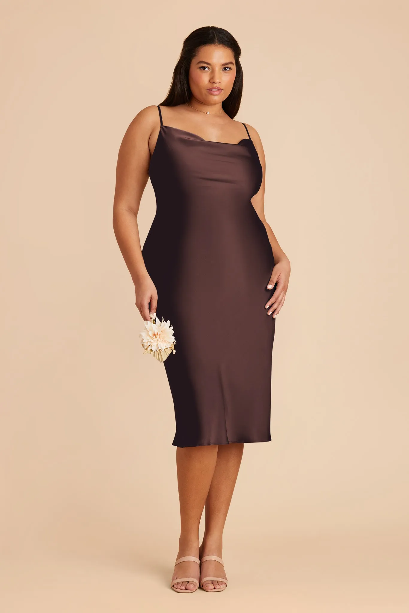 Lisa Matte Satin Midi Dress - Espresso sold by Birdy Grey product image thumbnail 2