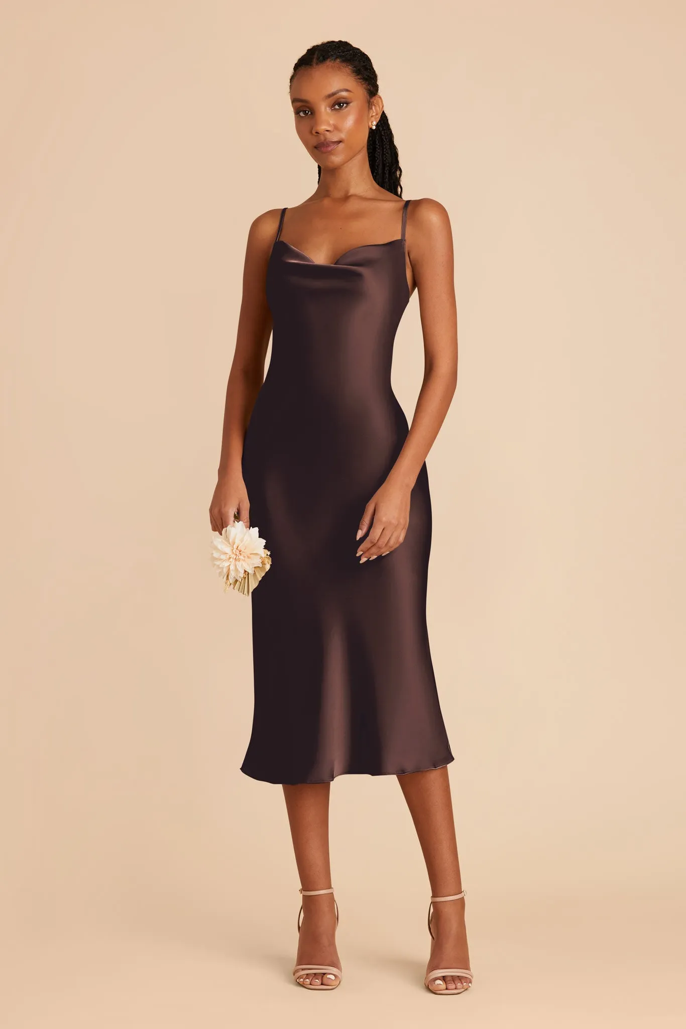 Lisa Matte Satin Midi Dress - Espresso sold by Birdy Grey product image thumbnail 4