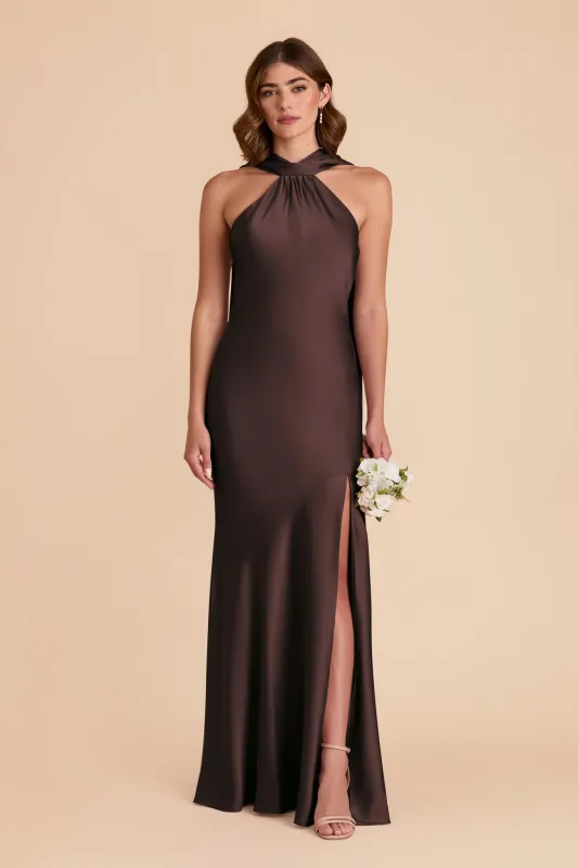 Eileen Matte Satin Dress - Espresso sold by Birdy Grey