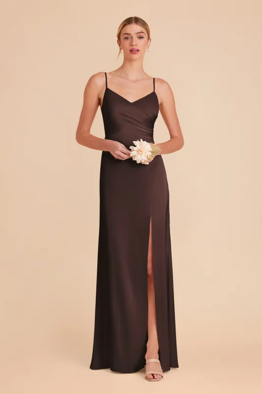 Catherine Matte Satin Dress - Espresso sold by Birdy Grey