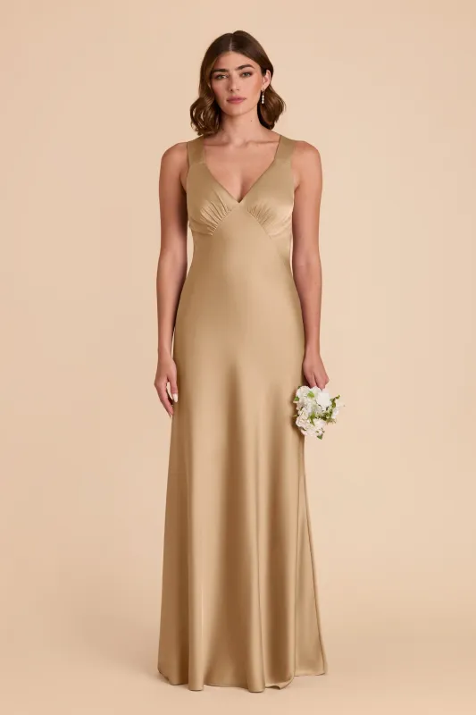 Veronica Matte Satin Dress - Yellow Gold sold by Birdy Grey
