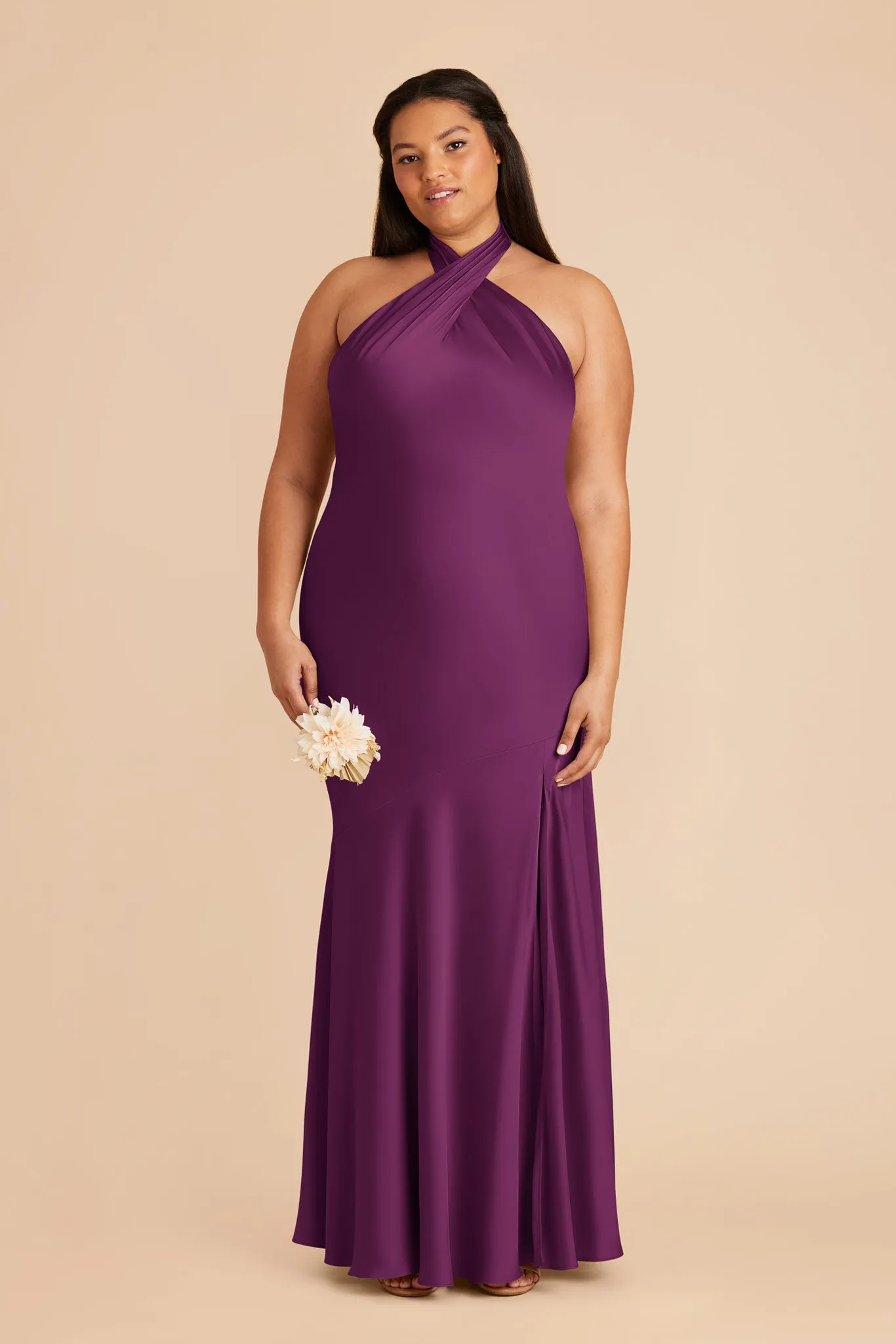 Stephanie Matte Satin Dress - Fig sold by Birdy Grey product image thumbnail 2