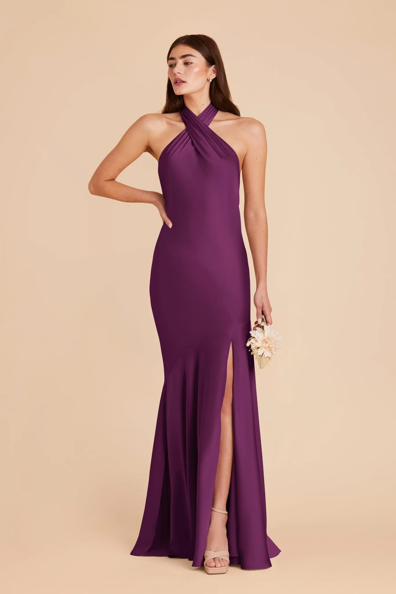 Stephanie Matte Satin Dress - Fig sold by Birdy Grey product image thumbnail 3