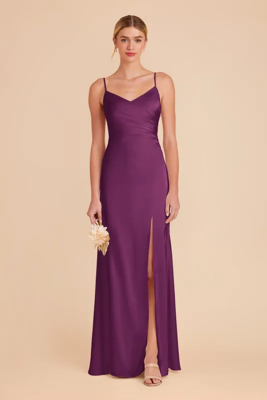 Catherine Matte Satin Dress - Fig sold by Birdy Grey