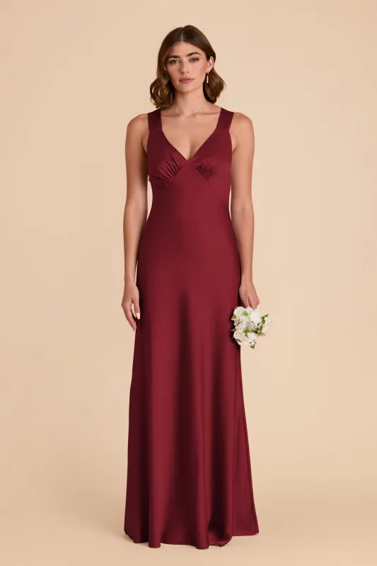 Veronica Matte Satin Dress - Burgundy sold by Birdy Grey