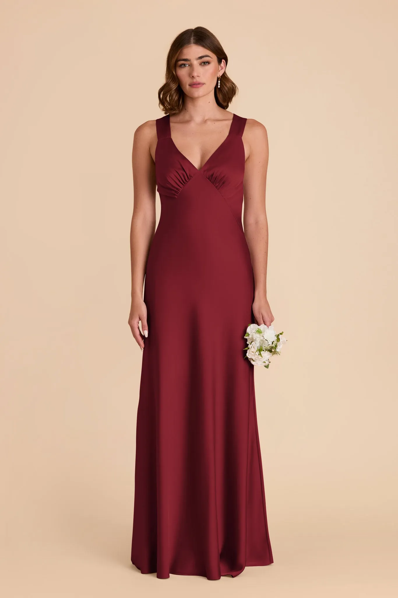 Veronica Matte Satin Dress - Burgundy sold by Birdy Grey