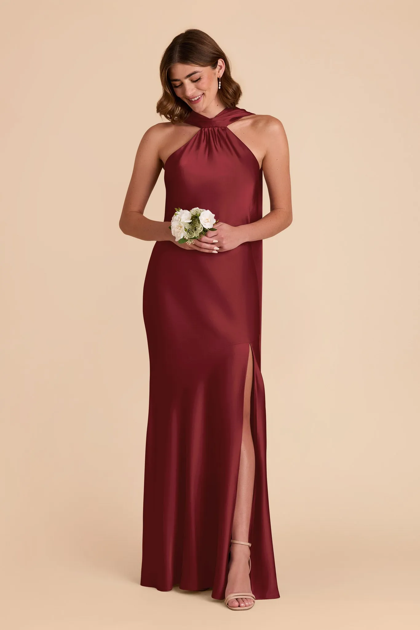 Eileen Matte Satin Dress - Burgundy sold by Birdy Grey product image thumbnail 4