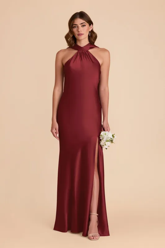 Eileen Matte Satin Dress - Burgundy sold by Birdy Grey