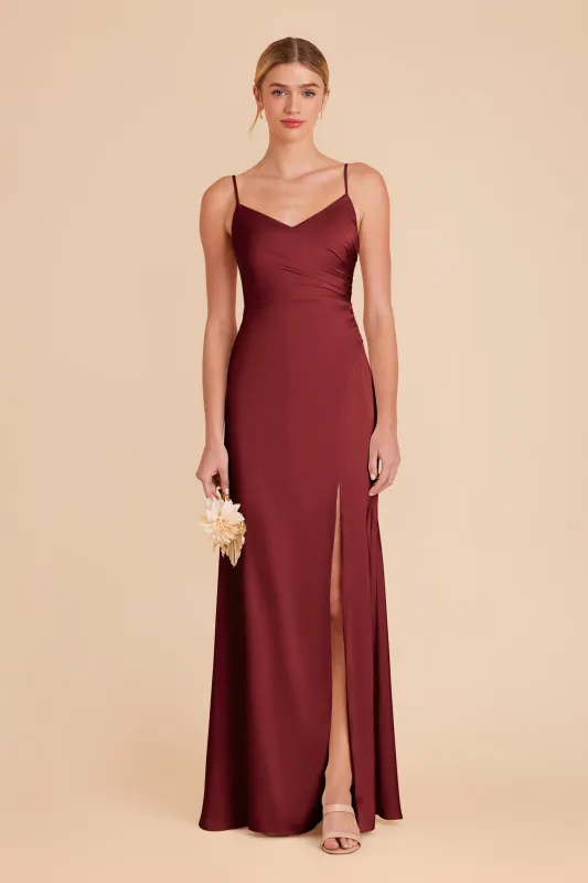 Catherine Matte Satin Dress - Burgundy sold by Birdy Grey