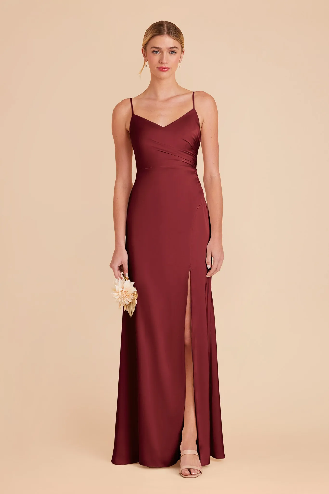 Catherine Matte Satin Dress - Burgundy sold by Birdy Grey