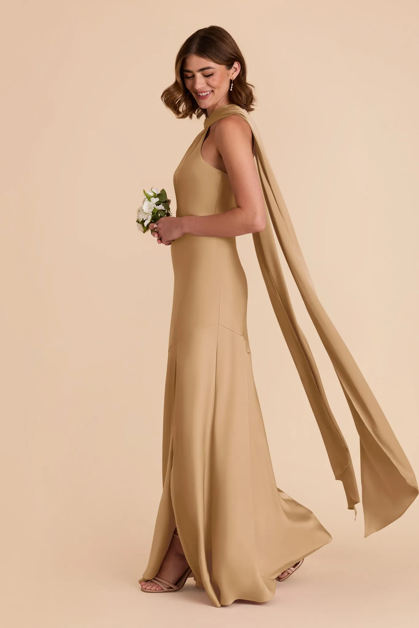 Eileen Matte Satin Dress - Yellow Gold sold by Birdy Grey product image thumbnail 4