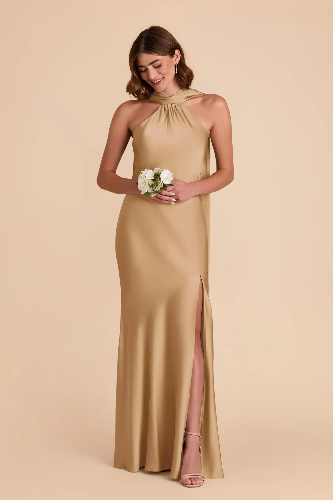 Eileen Matte Satin Dress - Yellow Gold sold by Birdy Grey product image thumbnail 3