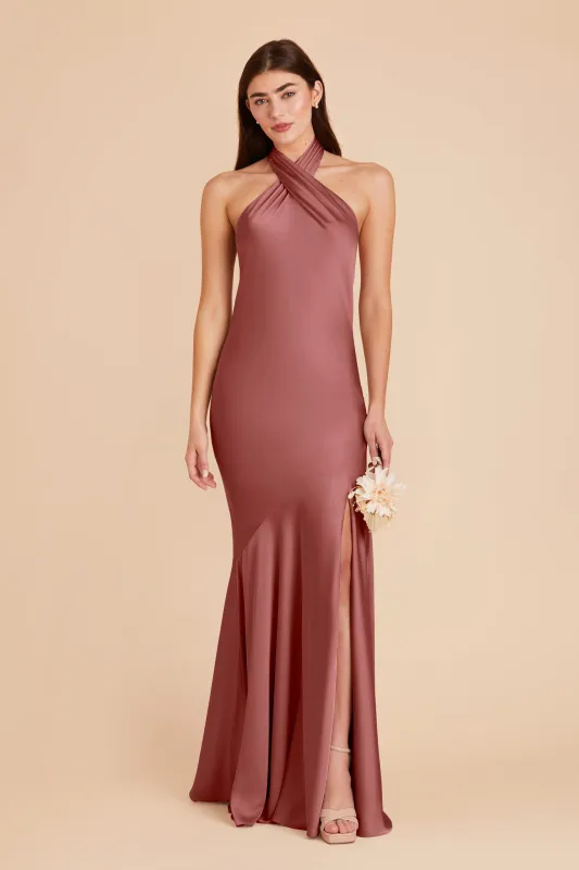 Stephanie Matte Satin Dress - Wild Rose sold by Birdy Grey
