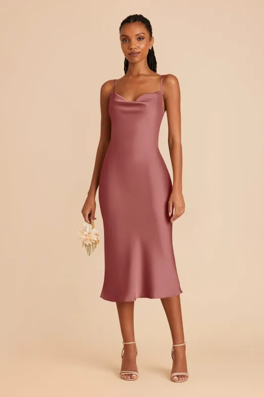 Lisa Matte Satin Midi Dress - Wild Rose sold by Birdy Grey