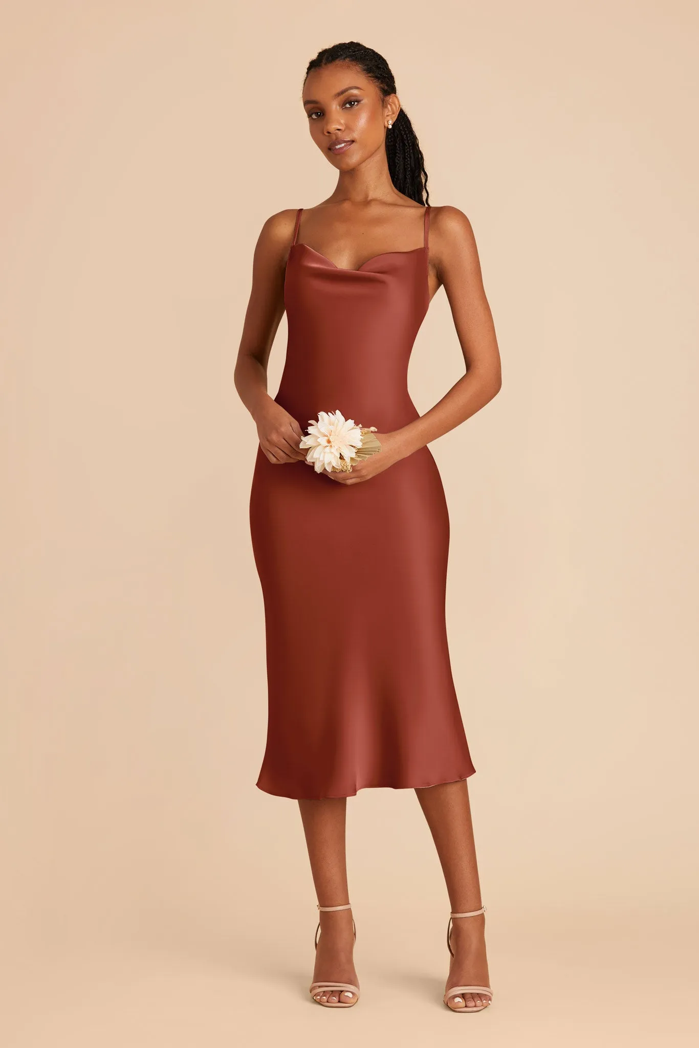 Lisa Matte Satin Midi Dress - Auburn sold by Birdy Grey product image thumbnail 3