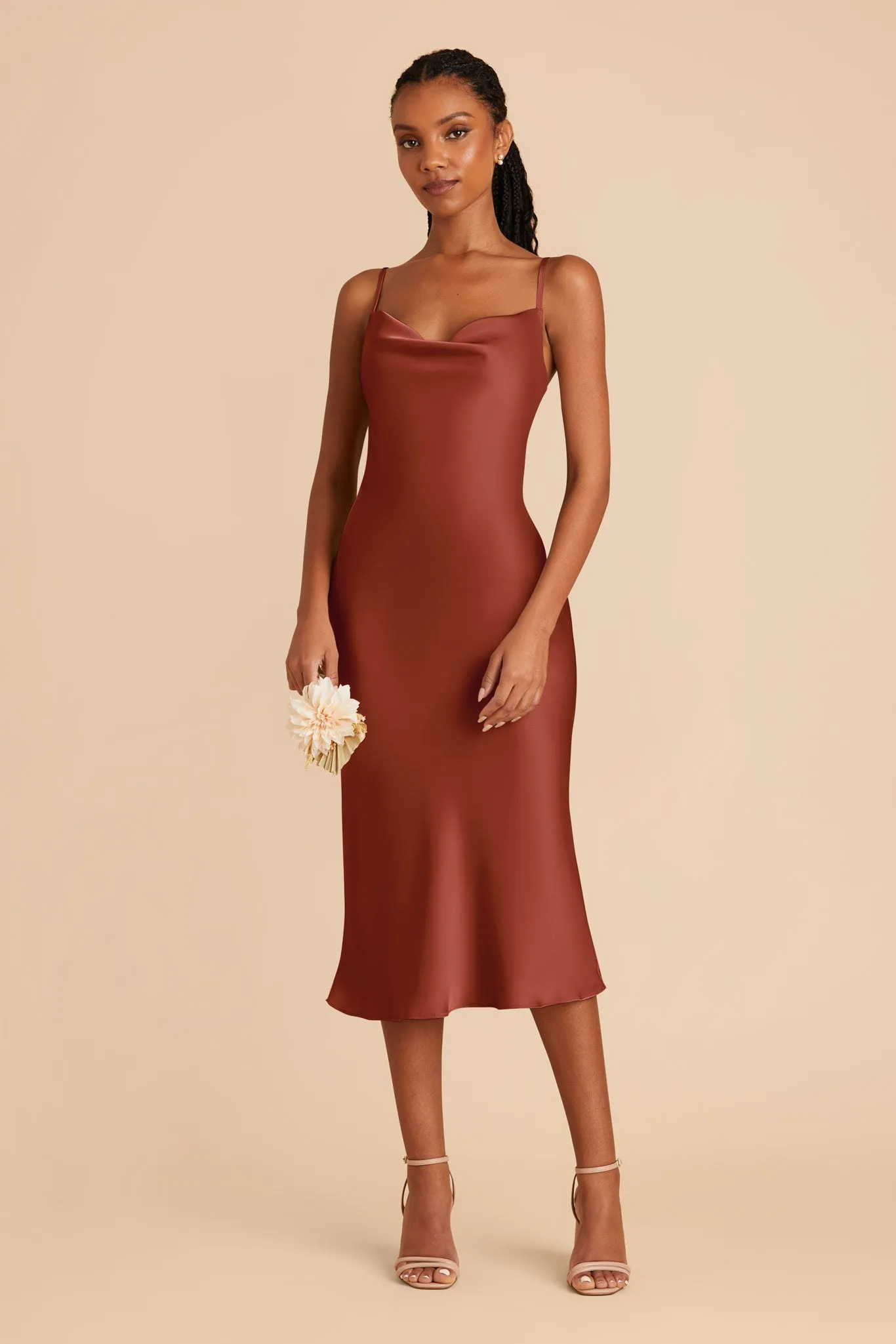 Lisa Matte Satin Midi Dress - Auburn sold by Birdy Grey product image thumbnail 4