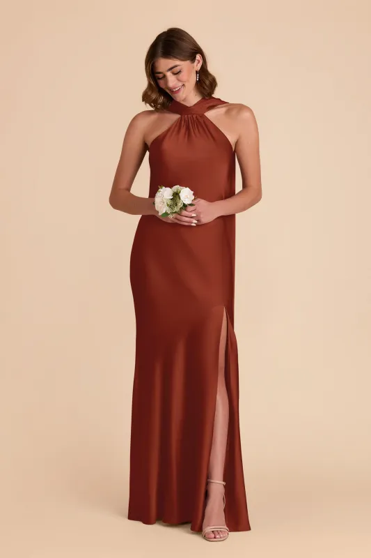 Eileen Matte Satin Dress - Auburn sold by Birdy Grey