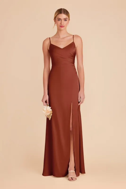 Catherine Matte Satin Dress - Auburn sold by Birdy Grey