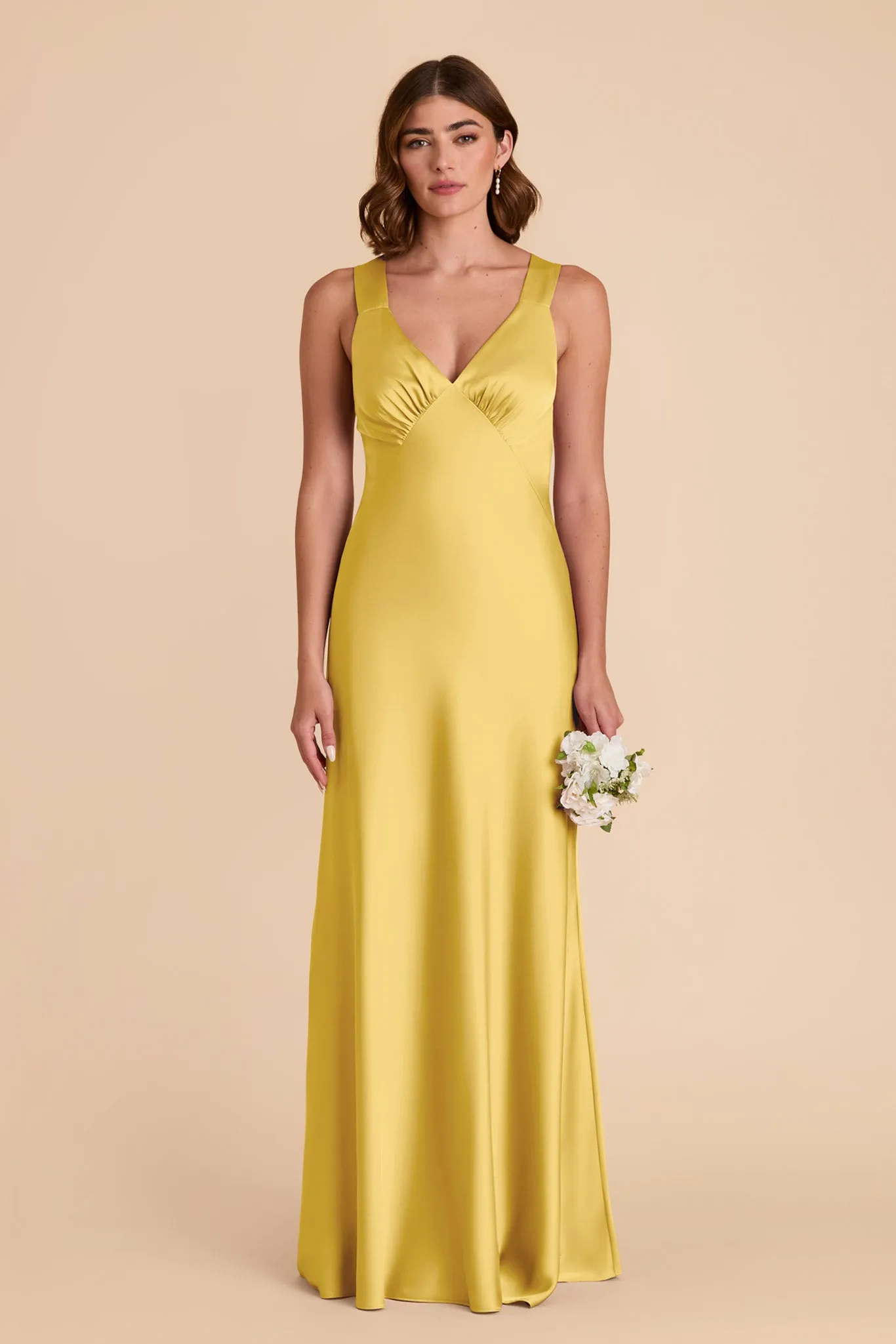 Veronica Matte Satin Dress - Sunflower Yellow sold by Birdy Grey
