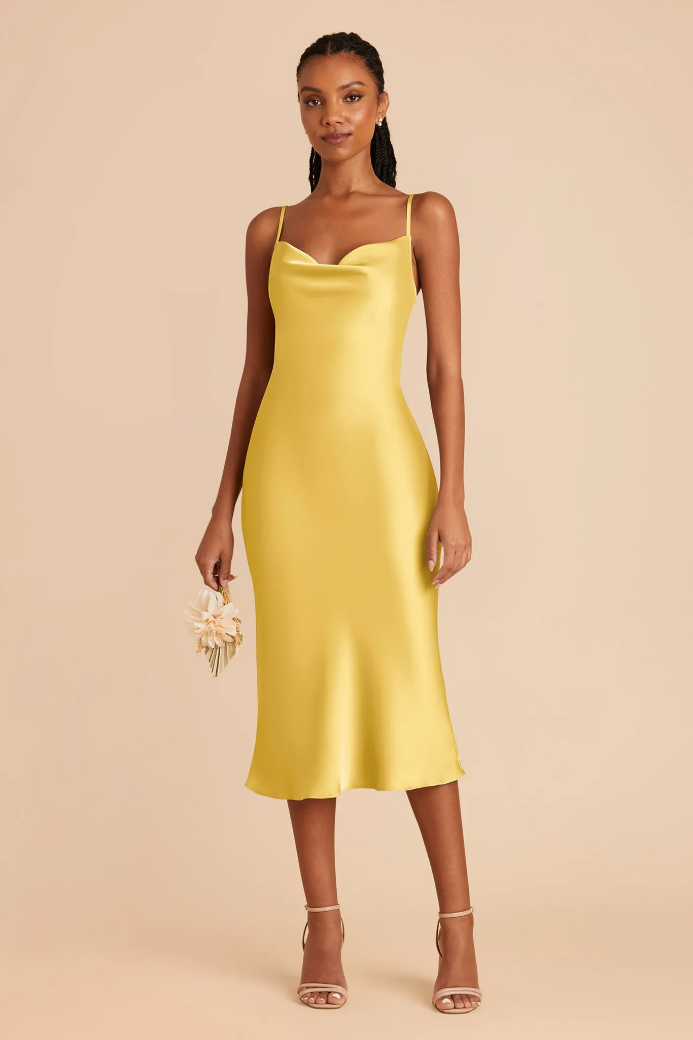 Lisa Matte Satin Midi Dress - Sunflower Yellow sold by Birdy Grey product image thumbnail 3
