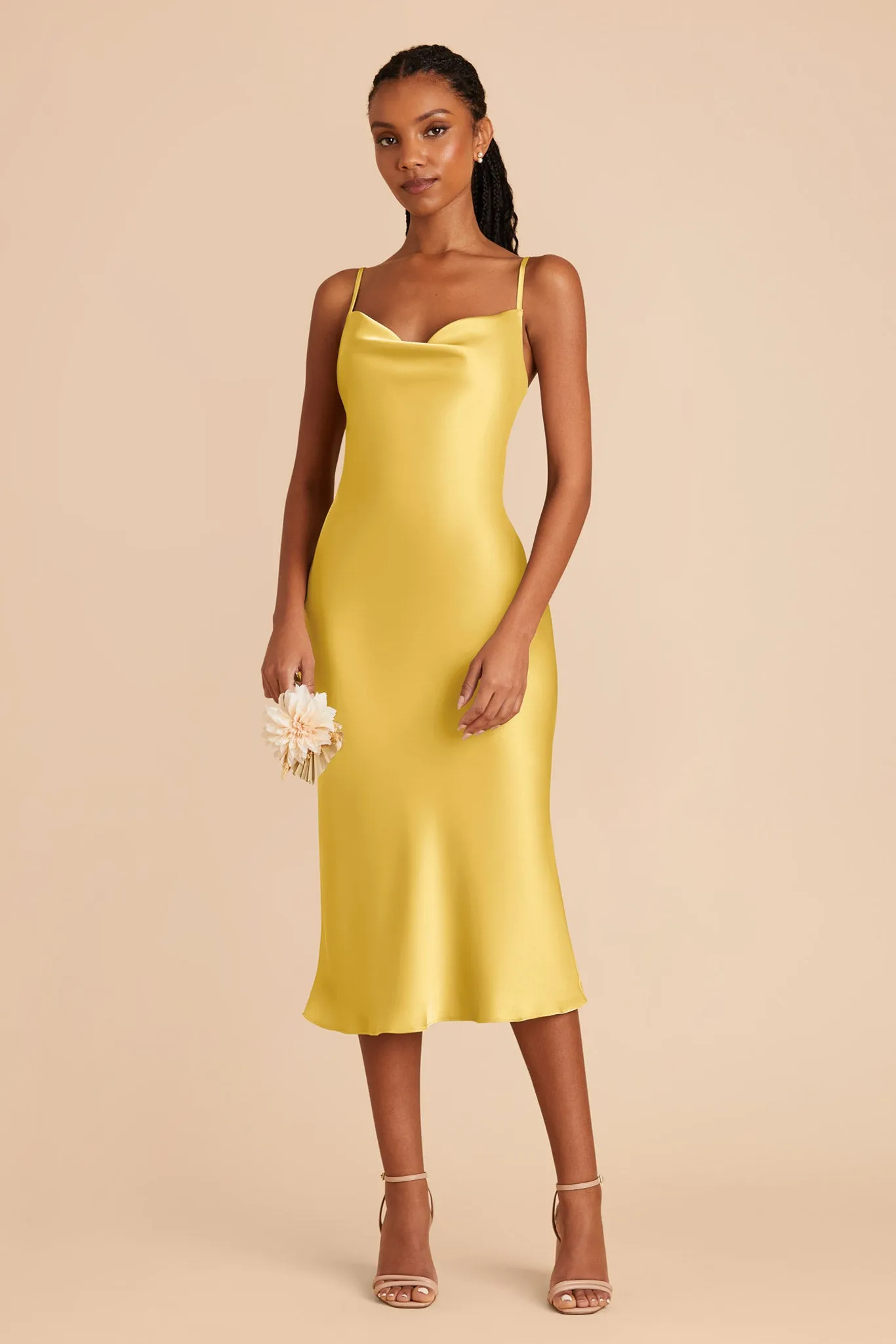 Lisa Matte Satin Midi Dress - Sunflower Yellow sold by Birdy Grey product image thumbnail 4