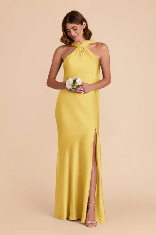 Eileen Matte Satin Dress - Sunflower Yellow sold by Birdy Grey