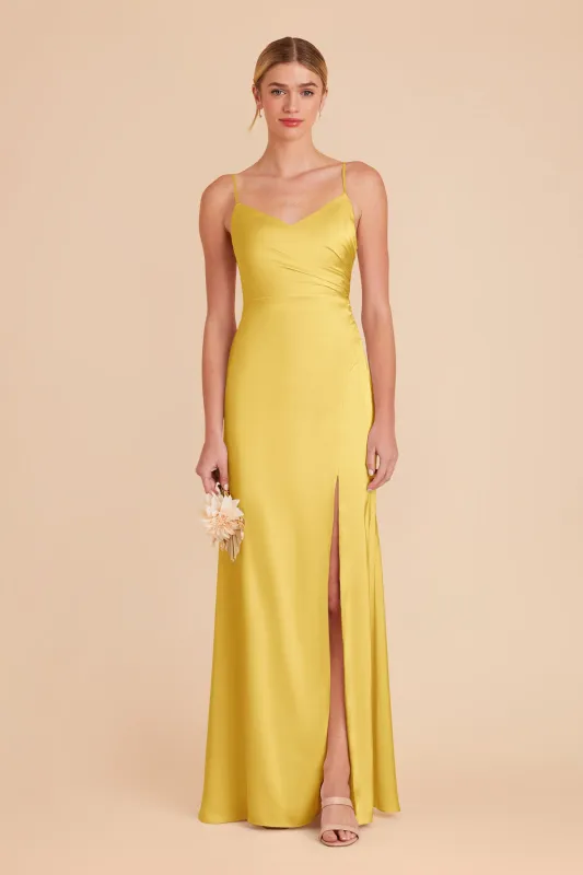 Catherine Matte Satin Dress - Sunflower Yellow sold by Birdy Grey